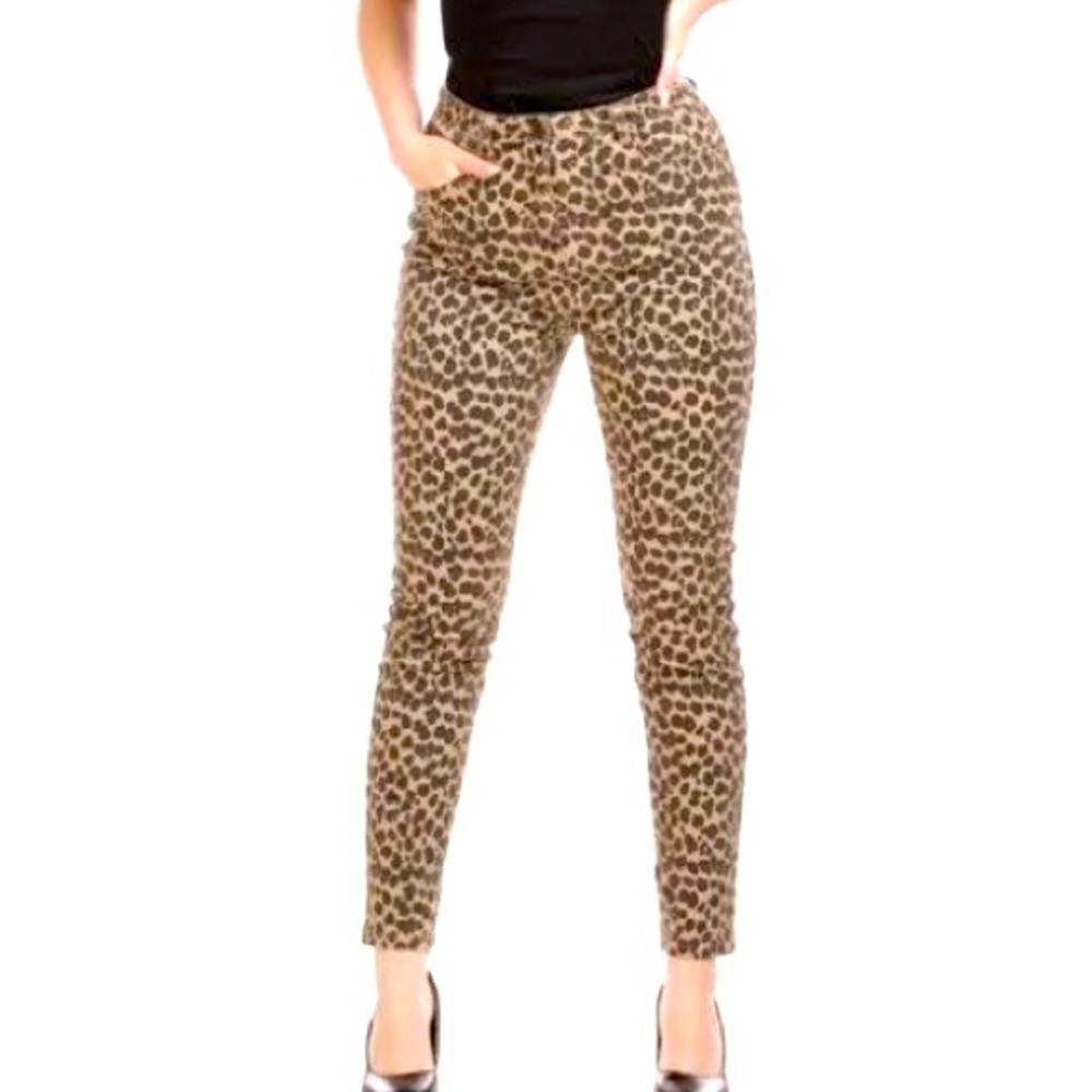 Collectif Maddy Leopard Cheetah Denim Jean Pants*UK Large 14*NWT*VLV